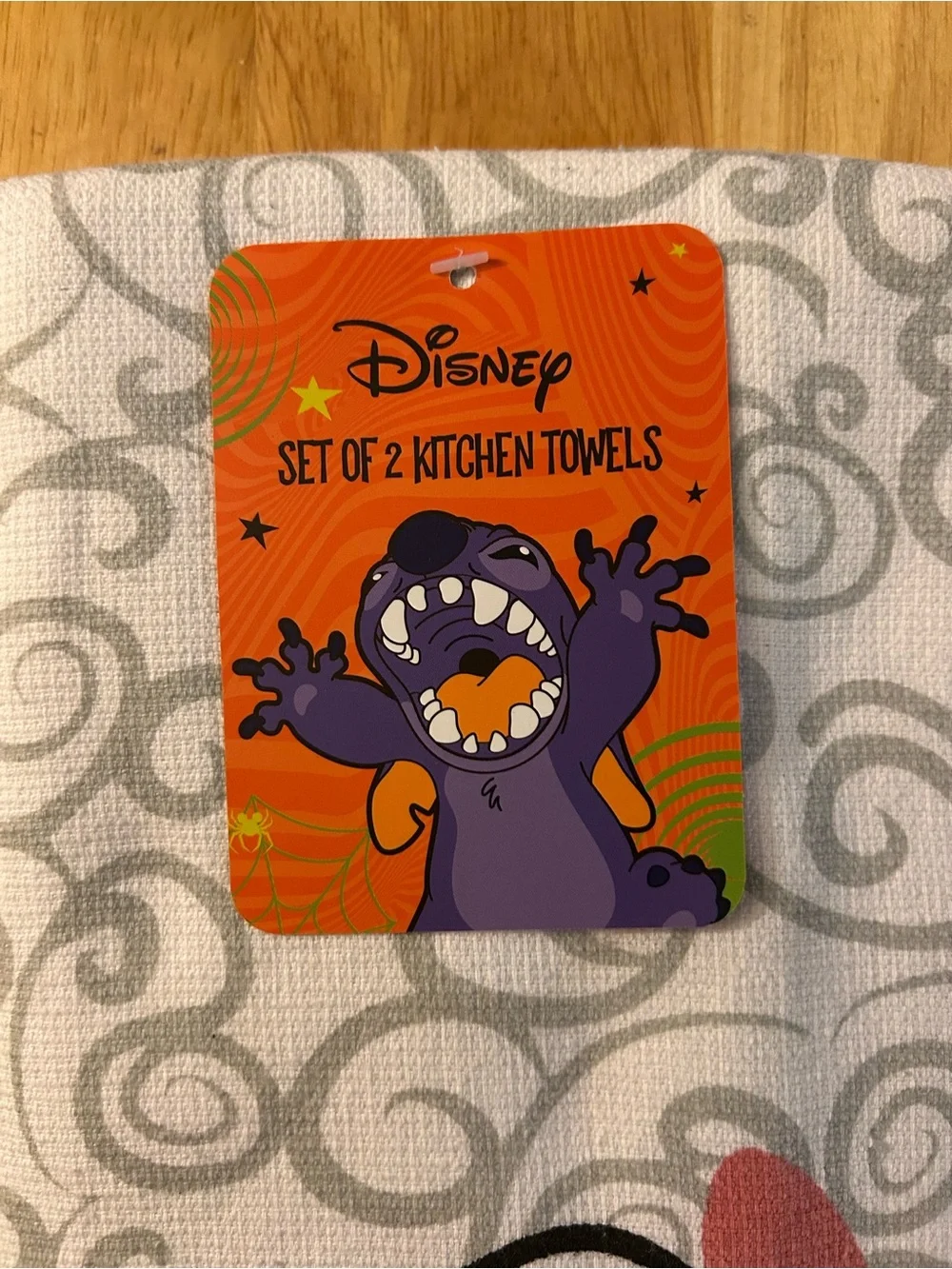 Disney Purple Stitch Halloween Kitchen Towel Set - White, Purple, Orange, Black